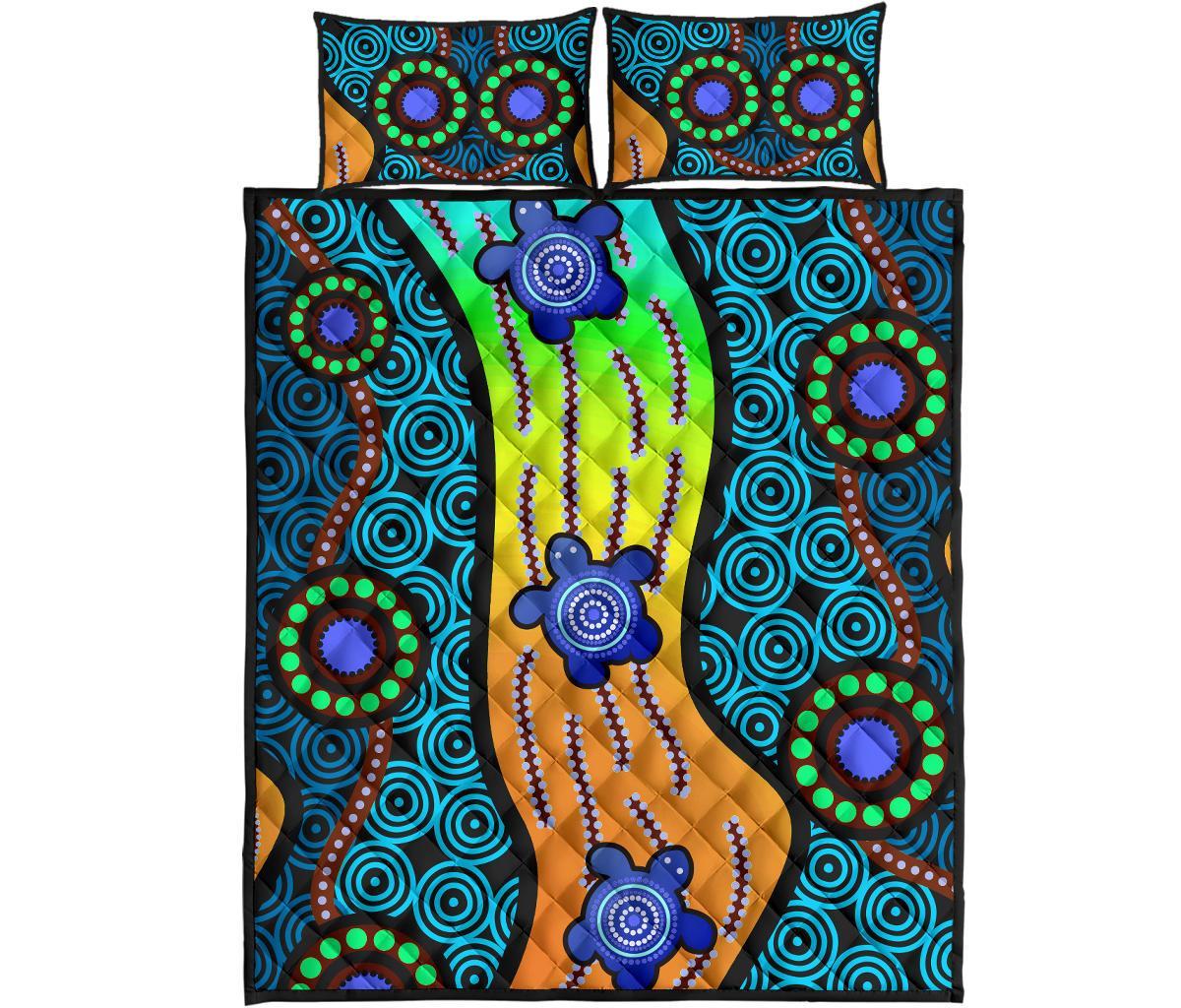 Quilt Bed Set - Aboriginal Turtle - Vibe Hoodie Shop