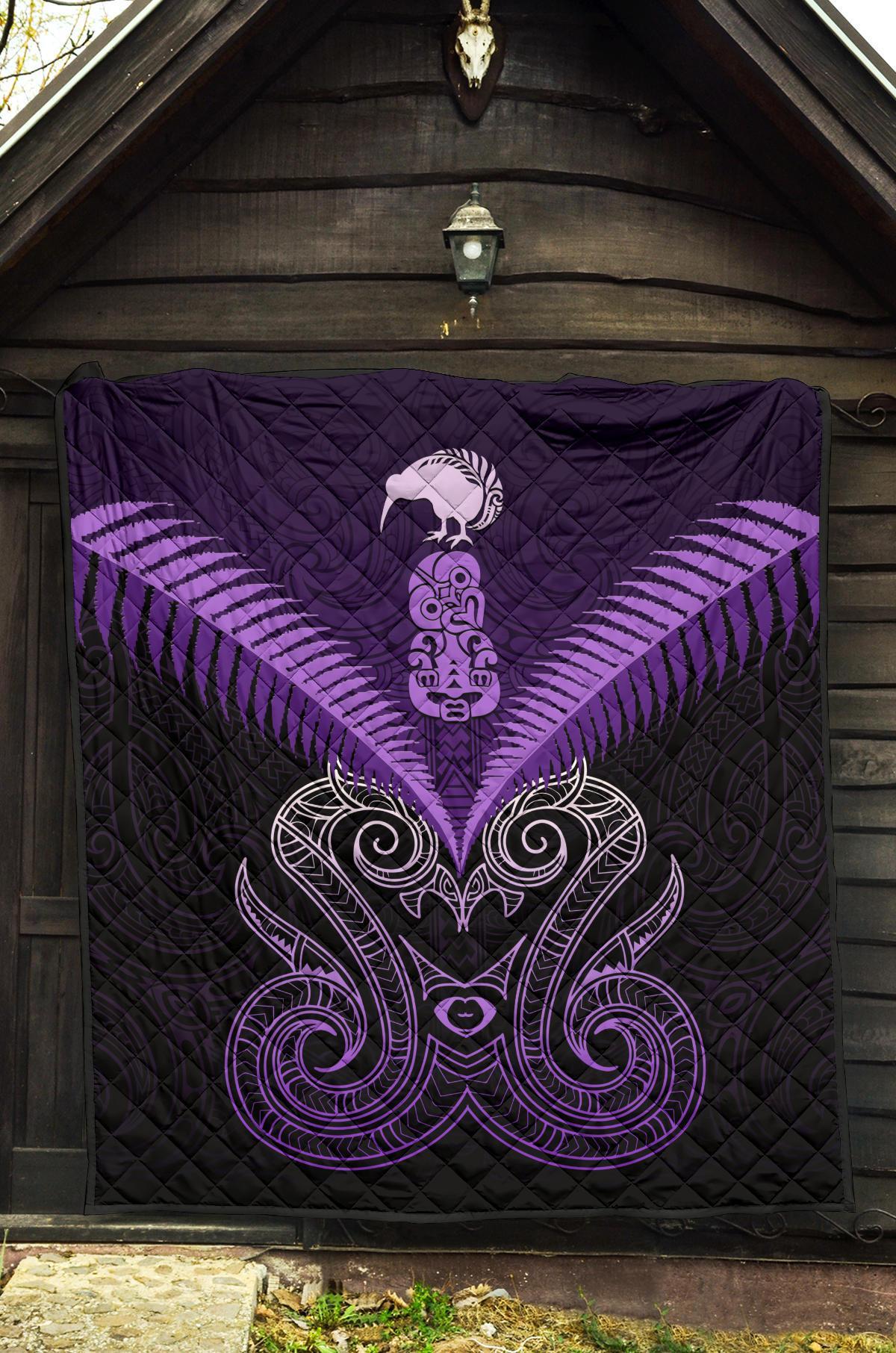 Maori Manaia New Zealand Premium Quilt Purple - Vibe Hoodie Shop