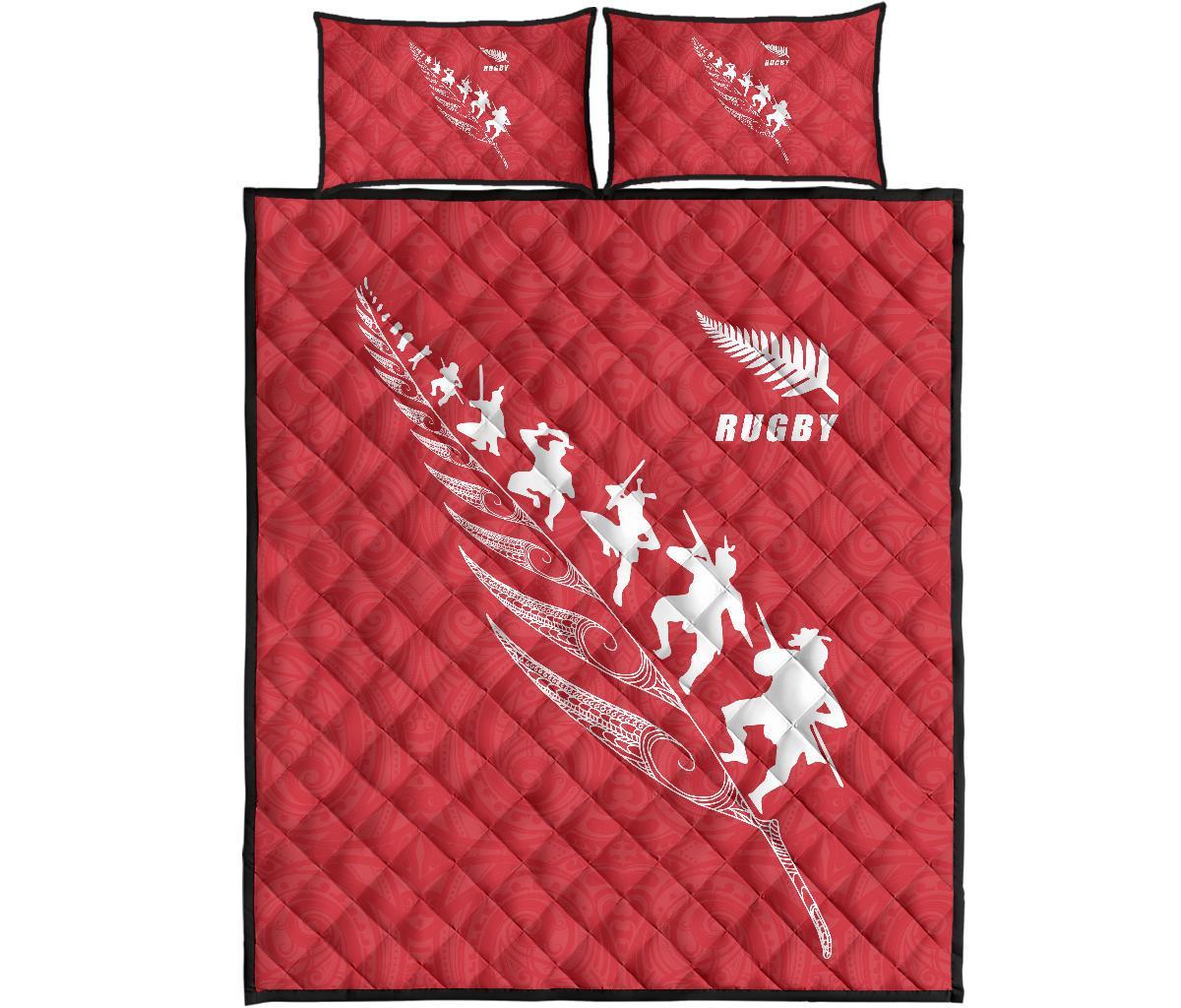Quilt Bed Set New Zealand Rugby Haka Red - Vibe Hoodie Shop