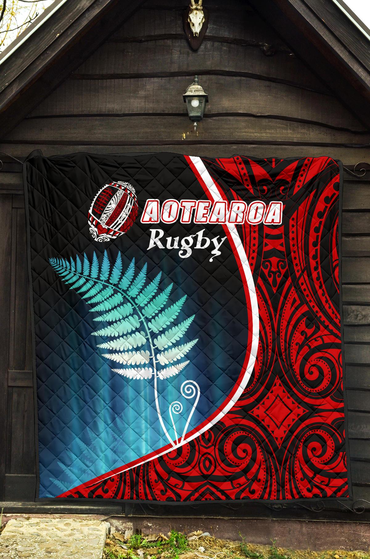 Aotearoa Rugby Black Maori Premium Quilt Kiwi and Silver Fern New Zealand - Vibe Hoodie Shop