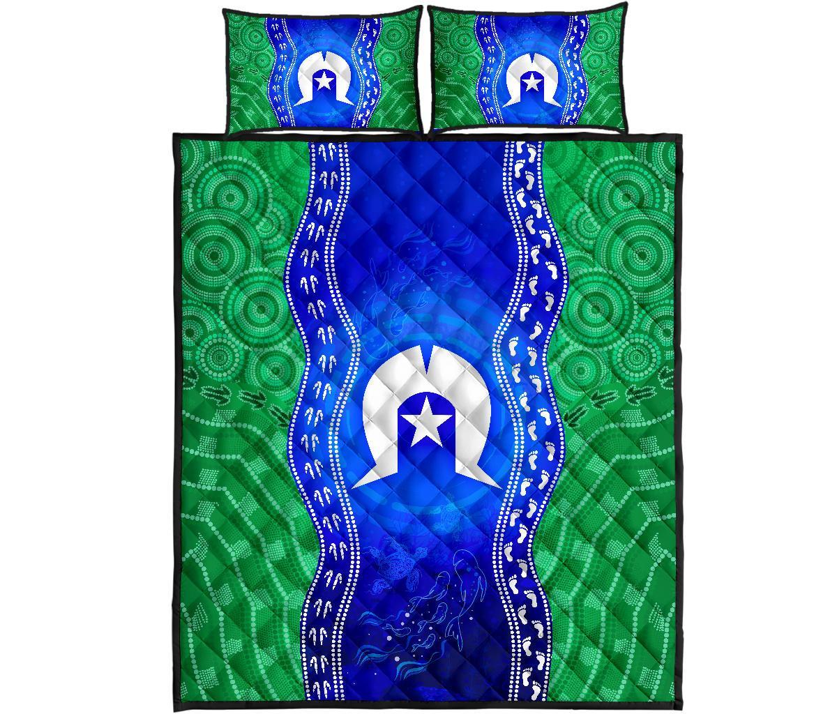 Torres Strait Islanders Quilt Bed Set - Torres Symbol With Aboriginal Patterns - Vibe Hoodie Shop