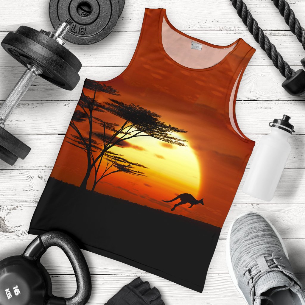 Men Tank Top - Kangaroo Mens Tank Sunset Ver01 - Vibe Hoodie Shop