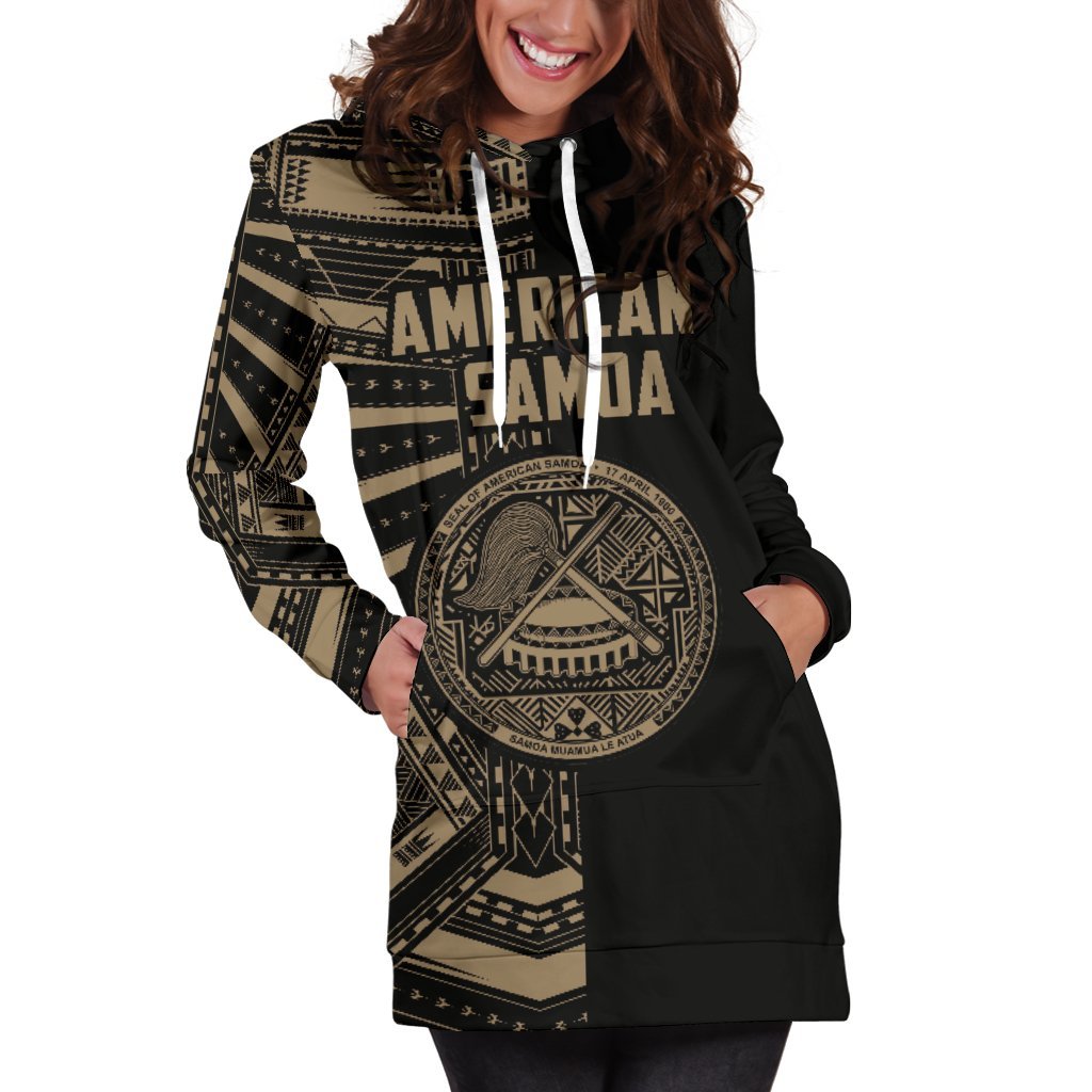 American Samoa Women's Hoodie Dress - Half Style (Gold) - Vibe Hoodie Shop