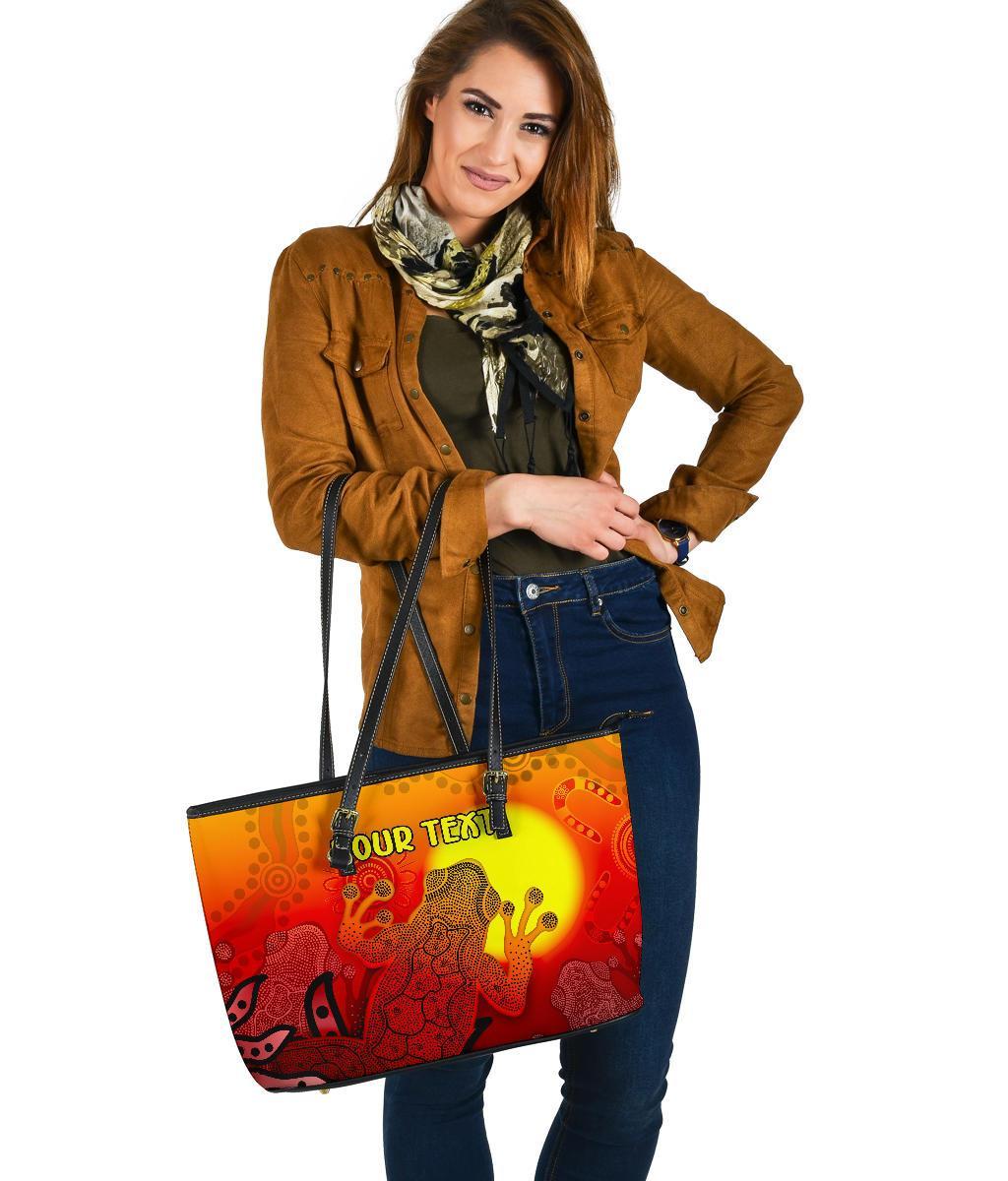 custom-aboriginal-leather-tote-bag-indigenous-frog-red