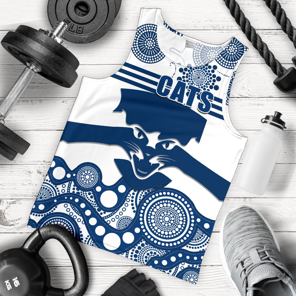 Cats Men Tank Top Geelong Indigenous - Vibe Hoodie Shop
