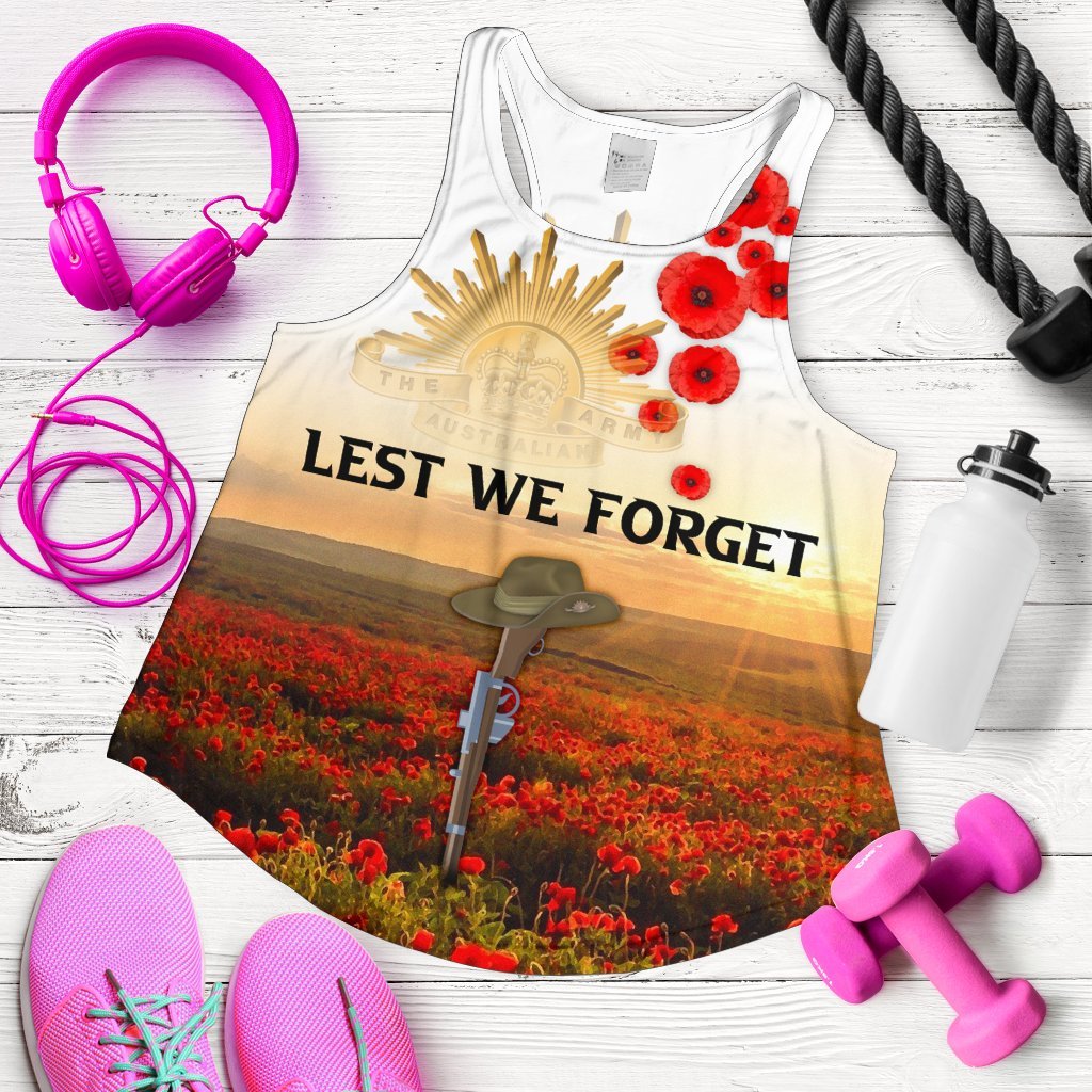 ANZAC Day 2021 Women's Racerback Tank - We Will Remember Them - Vibe Hoodie Shop