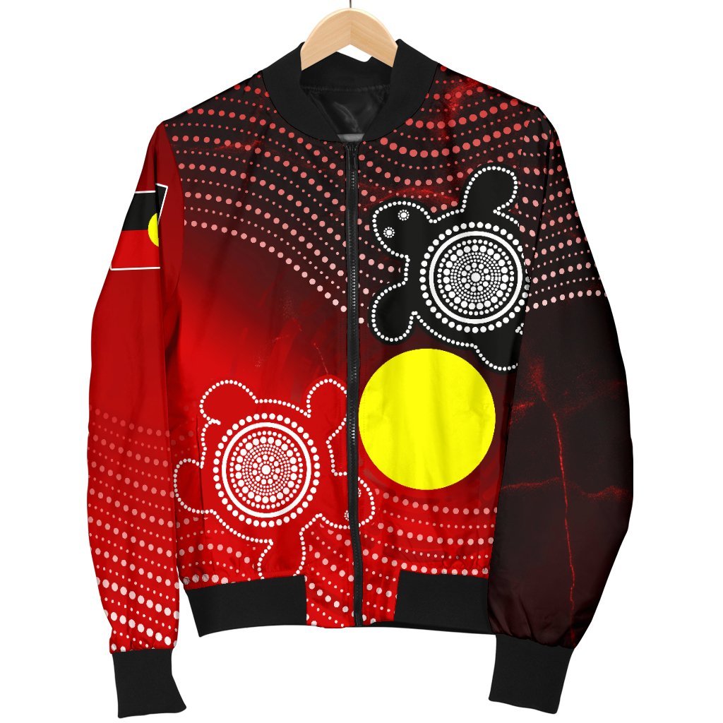 Aboriginal Women's Bomber Jacket - Indigenous Circle Dot Painting Style - - Vibe Hoodie Shop