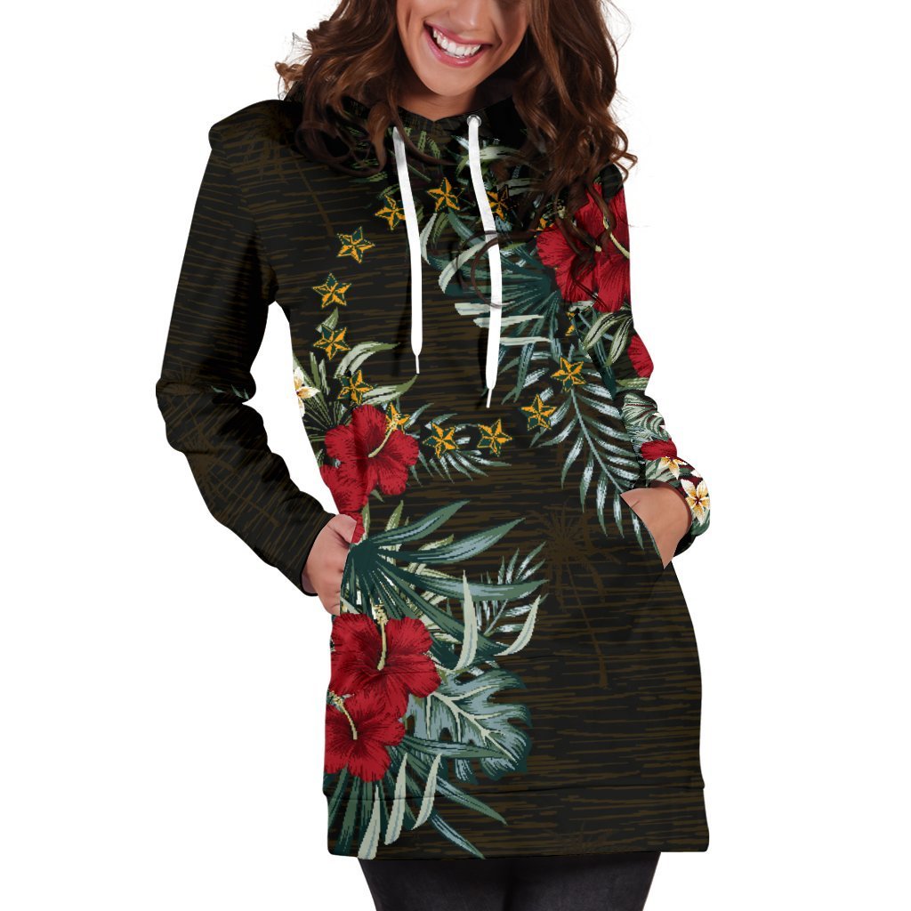 Cook Islands Hibiscus Hoodie Dress - Vibe Hoodie Shop