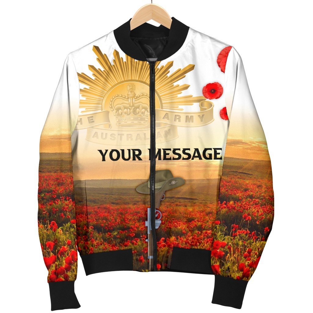 Custom ANZAC Day 2021 Women's Bomber Jacket - We Will Remember Them - Vibe Hoodie Shop