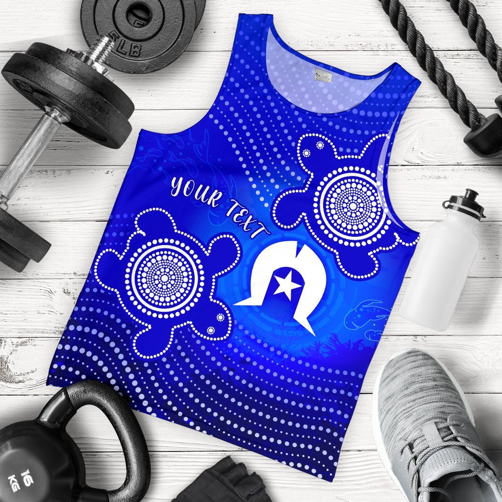 Custom Torres Strait Islanders Men's Tank Top - Torres Symbol With Indigenous Turtle - Vibe Hoodie Shop