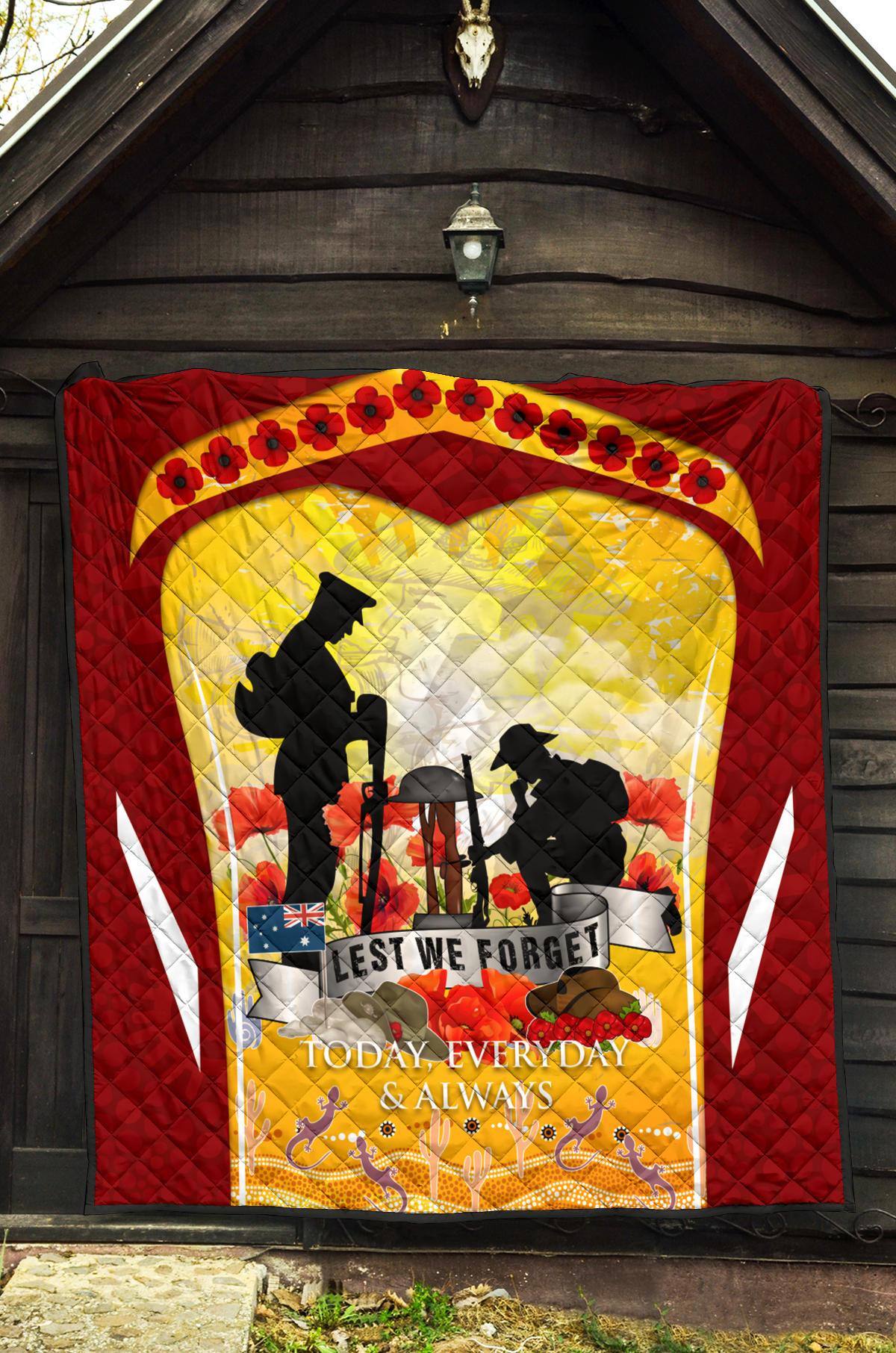 ANZAC Premium Quilt - Lest We Forget Aboriginal Version - Vibe Hoodie Shop