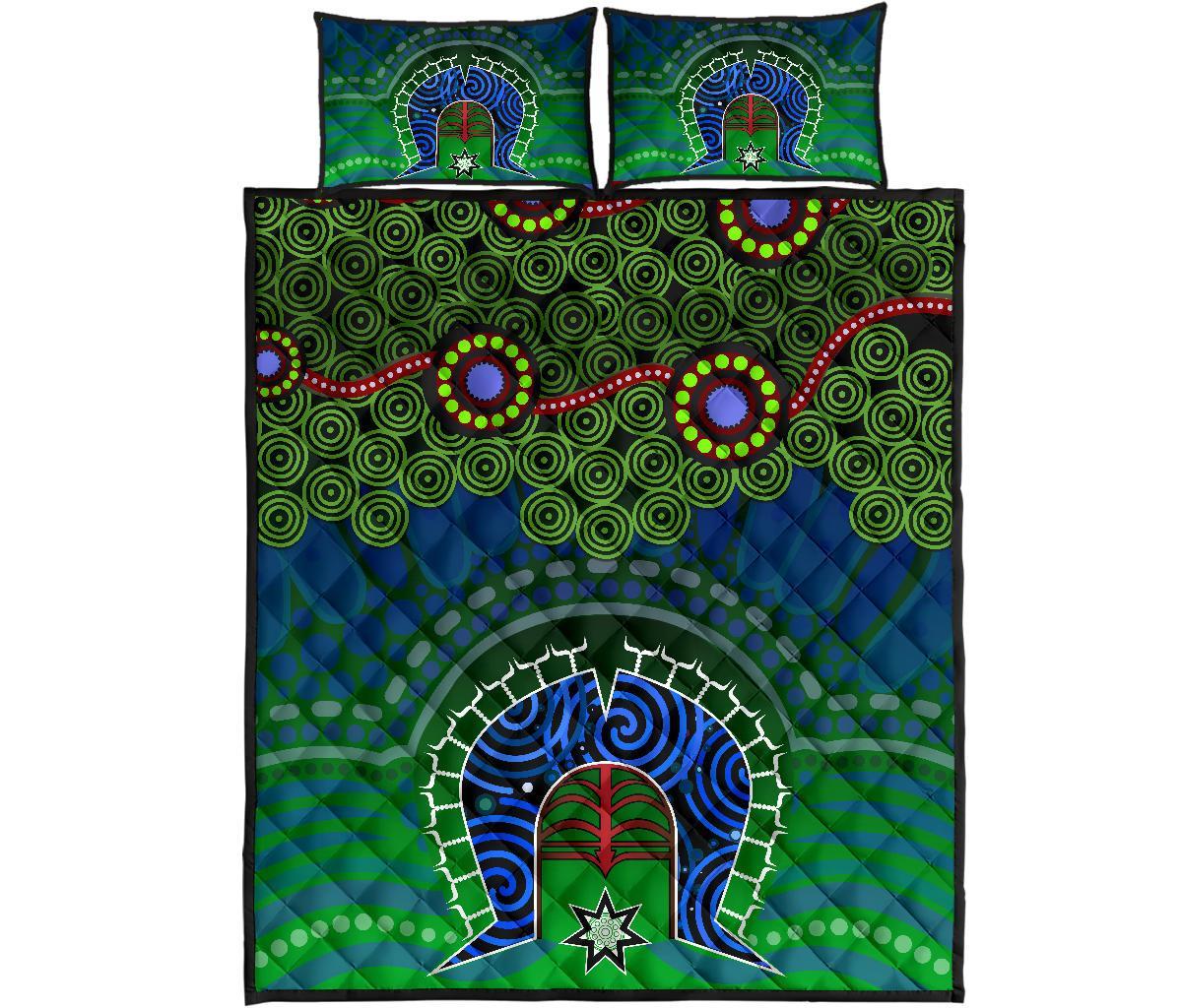 Torres Strait Quilt Bed Set - Dhari And Dot Patterns - Vibe Hoodie Shop