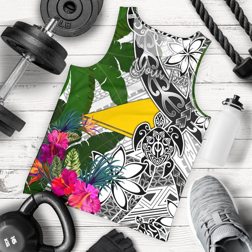 Tokelau Custom Personalised Men's Tank Top White - Turtle Plumeria Banana Leaf - Vibe Hoodie Shop