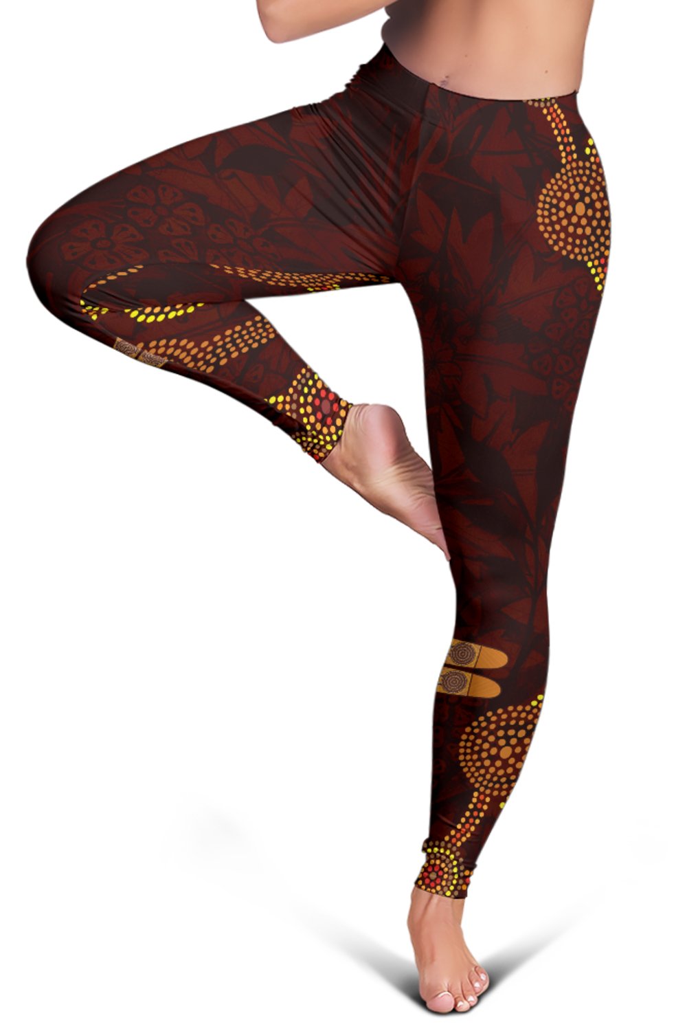 Leggings - Aboriginal Dot Painting Kangaroo Pants - Women - Vibe Hoodie Shop