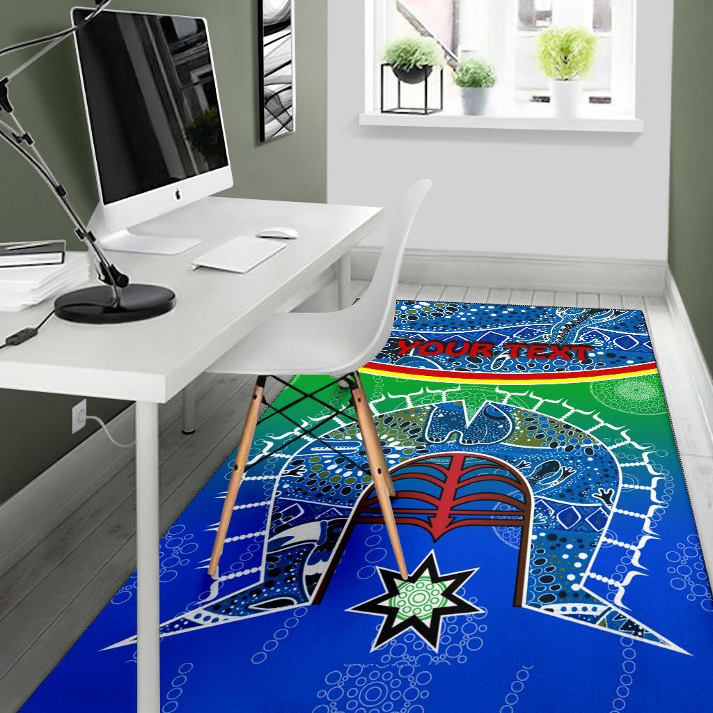 Personalised Area Rug - Torres Strait Symbol With Aboriginal Patterns - Vibe Hoodie Shop