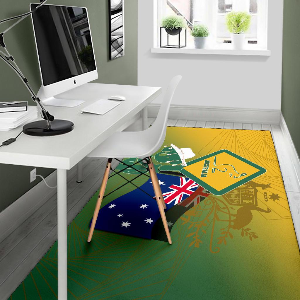 Area Rug - Aus Flag and Coat Of Arms Rug Kangaroo and Koala Sign - Vibe Hoodie Shop