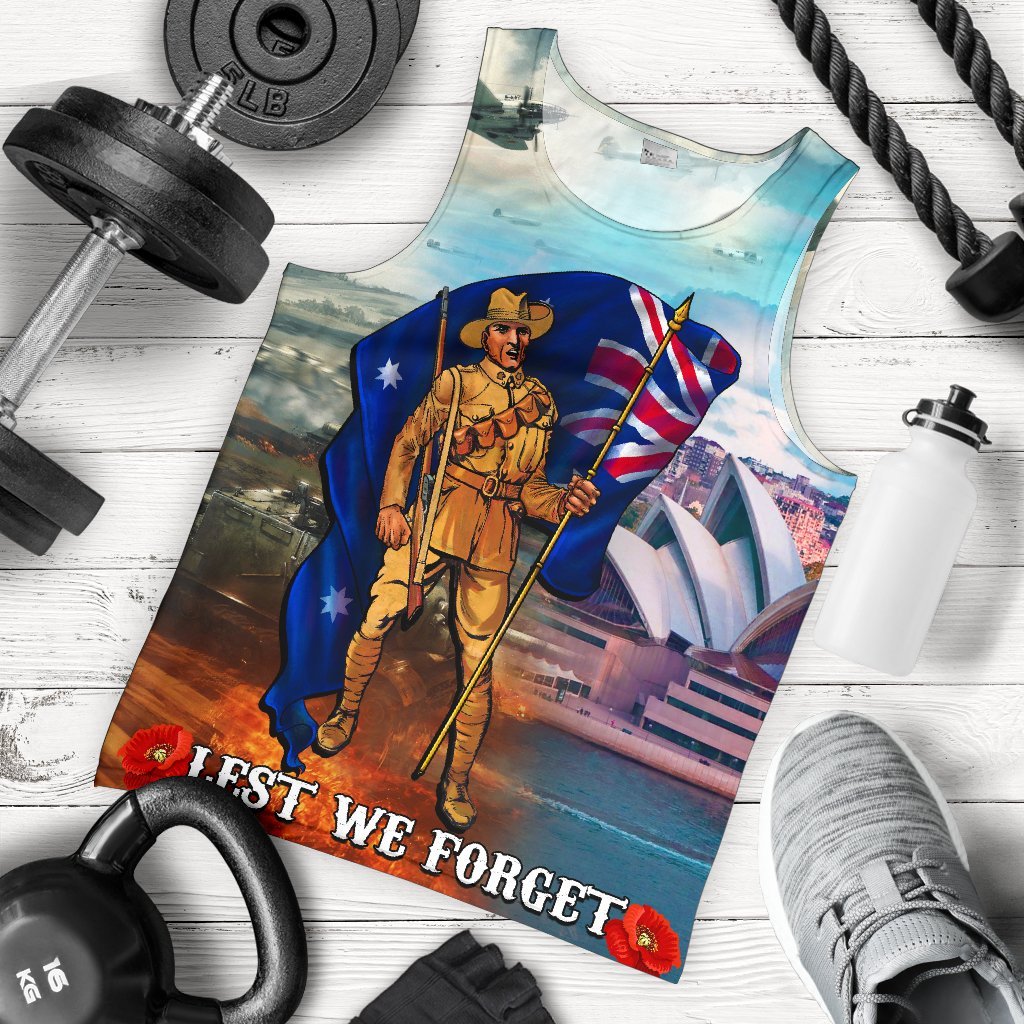 ANZAC Men's Tank Top - Australian Soldier - Vibe Hoodie Shop