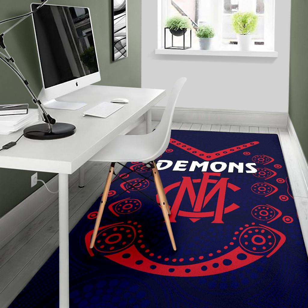 Melbourne Demons Indigenous Area Rug Football - Vibe Hoodie Shop