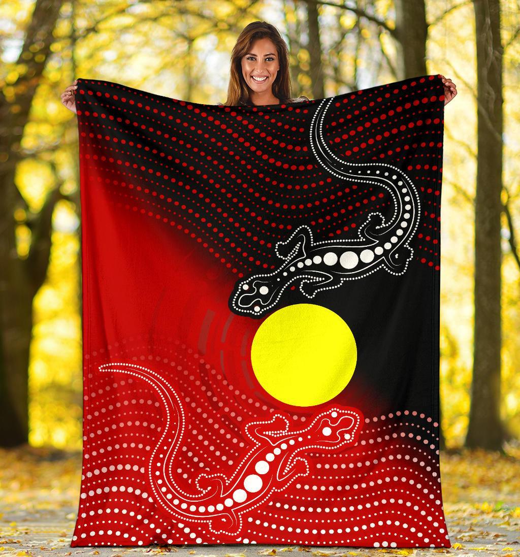 Aboriginal Premium Blanket - Two Indigenous Lizard - Vibe Hoodie Shop