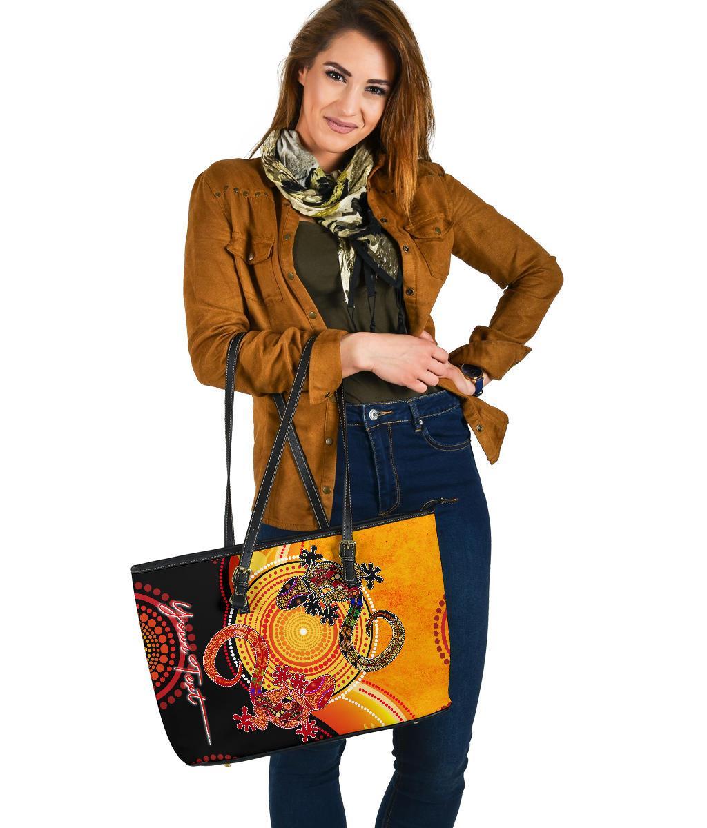 aboriginal-personalised-leather-tote-bag-couple-aboriginal-lizards