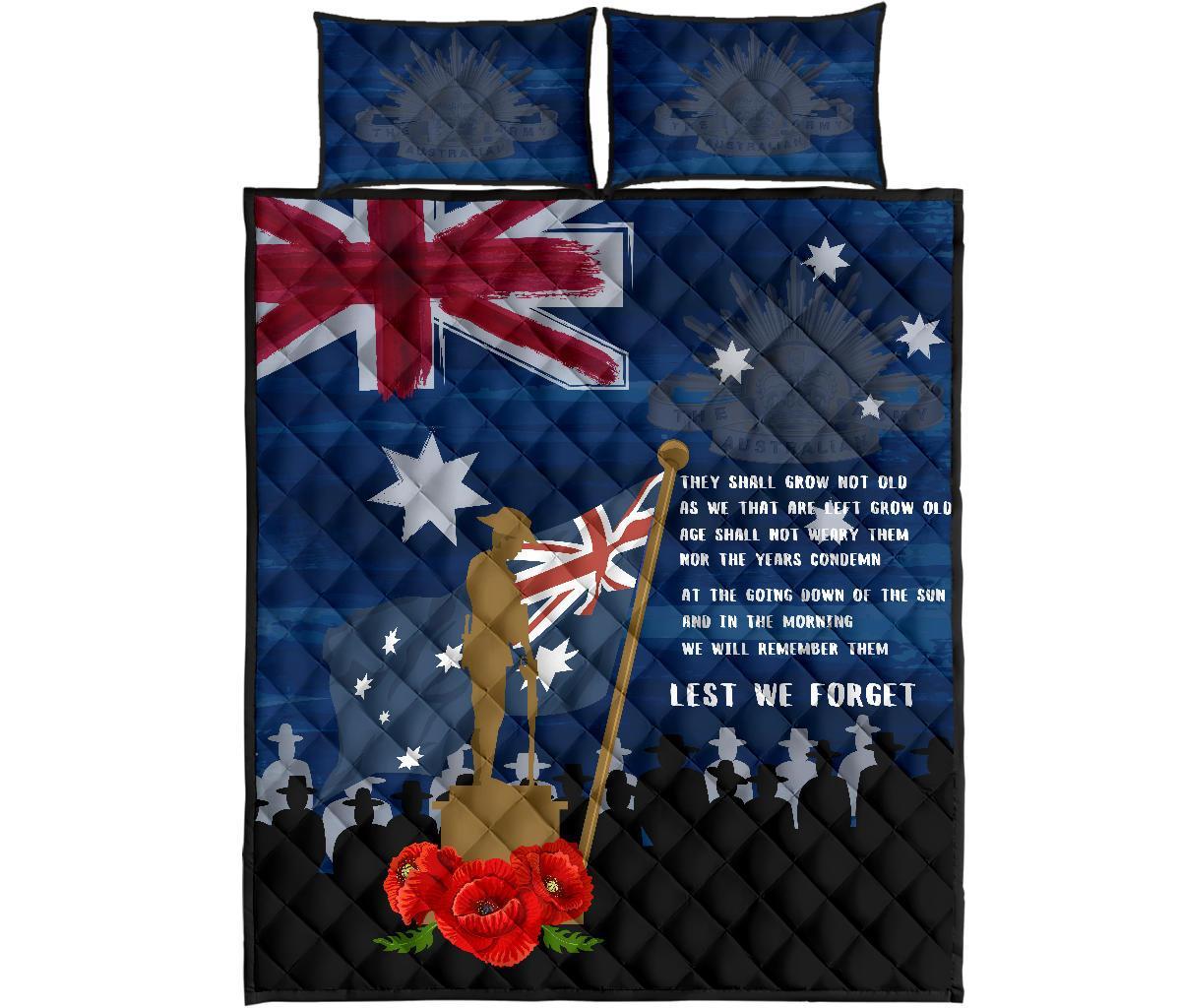 ANZAC Quilt Bed Set - Always Remember Australian ANZAC Day - Vibe Hoodie Shop