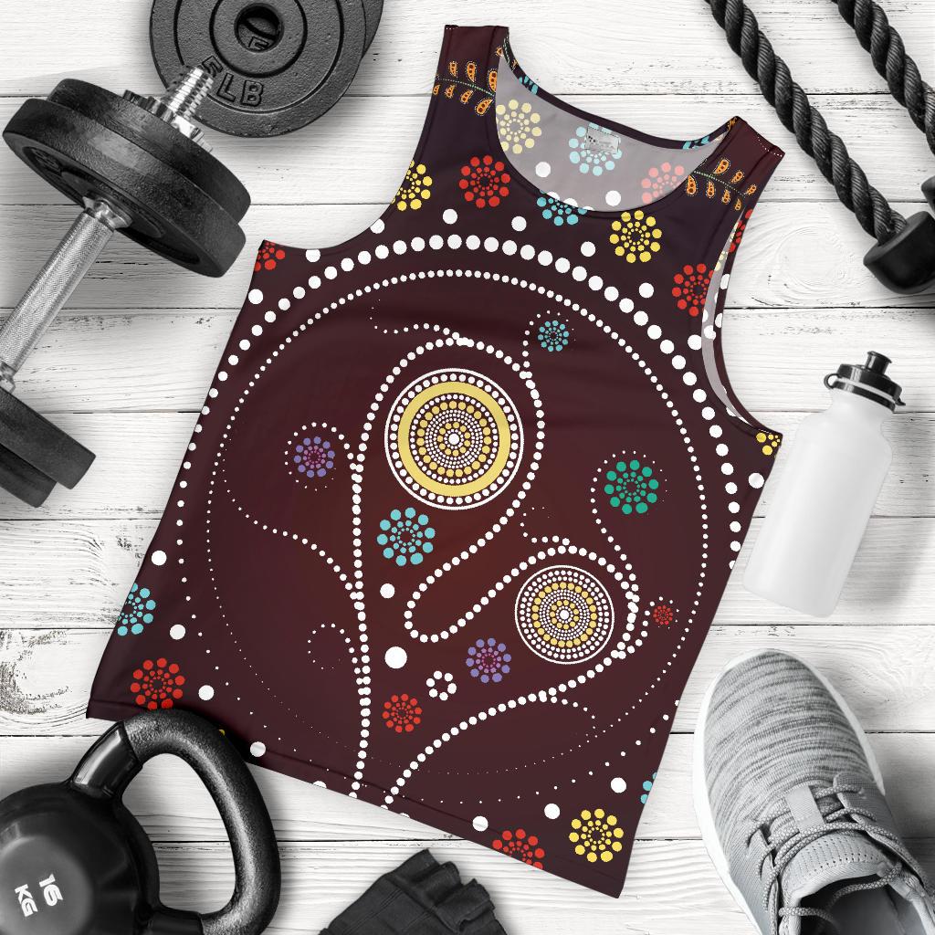 Men Tank Top - Aboriginal Dot Painting Mens Tank Tree - Vibe Hoodie Shop