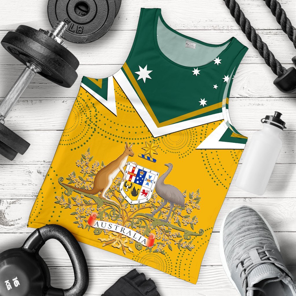 Men's Tank Top - Australian Coat Of Arms National Color - Vibe Hoodie Shop