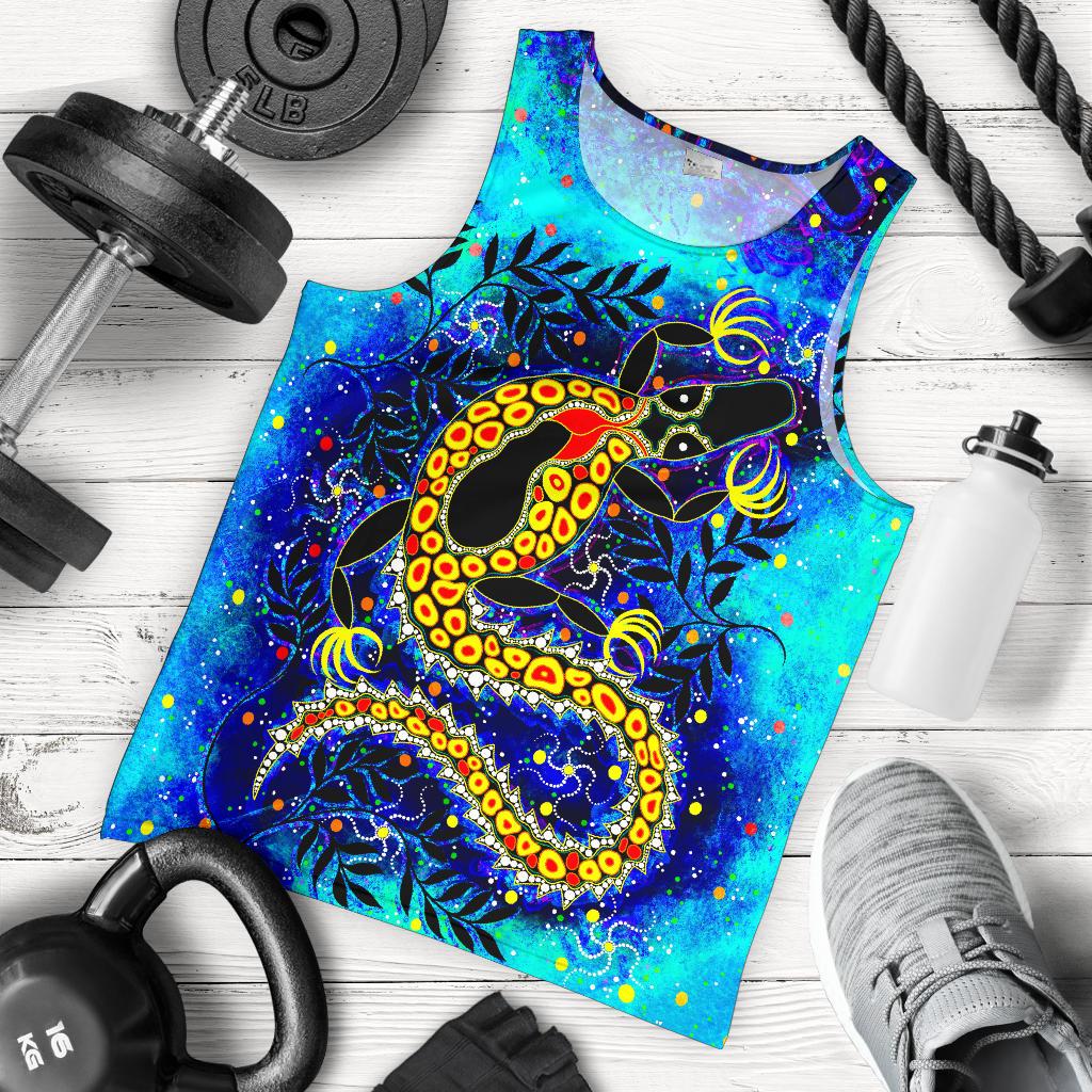 Aboriginal Men's Tank Tops - Indigenous Crocodile - Vibe Hoodie Shop