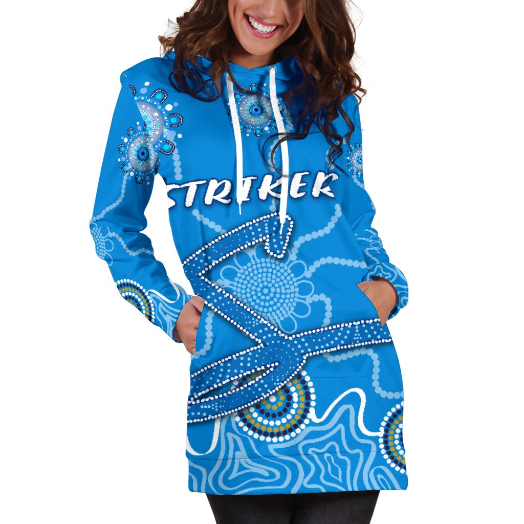 Adelaide Strikers Women Hoodie Dress Indigenous Blue Energy - Vibe Hoodie Shop