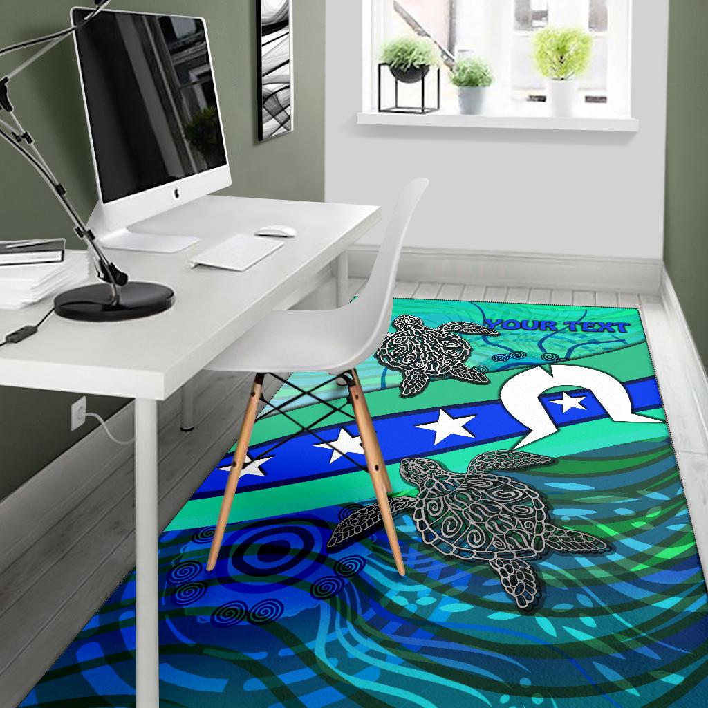 Personalised Area Rug - Torres Strait Flag And Turtle - Vibe Hoodie Shop