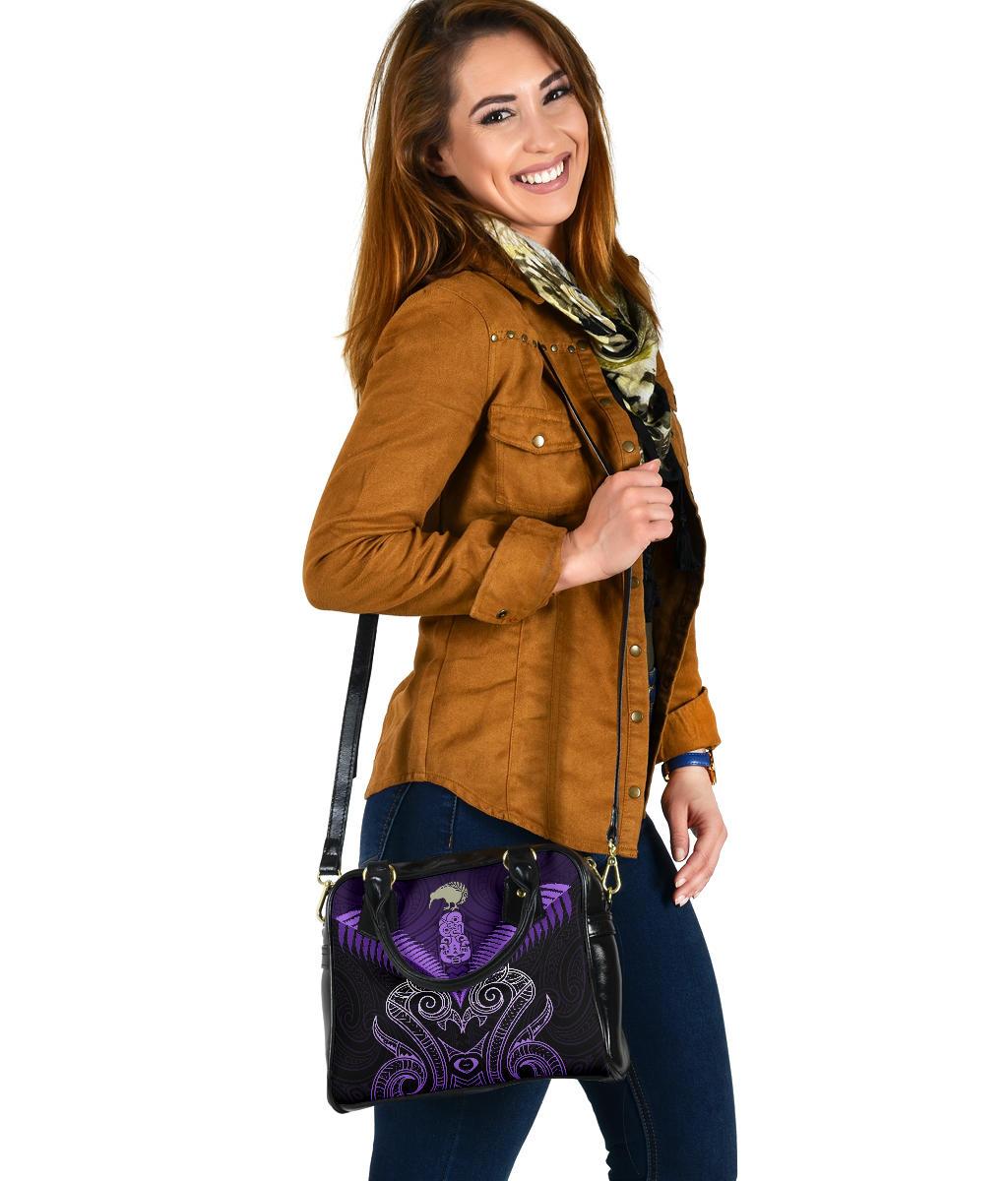 Maori Manaia New Zealand Shoulder Handbag Purple - Vibe Hoodie Shop