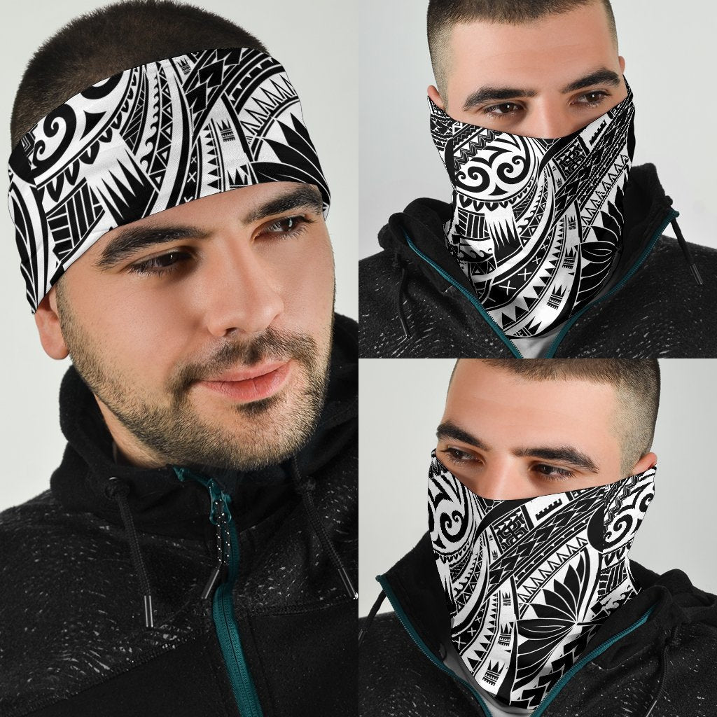 New Zealand Maori Polynesian Tattoo Bandana - White - Vibe Hoodie Shop