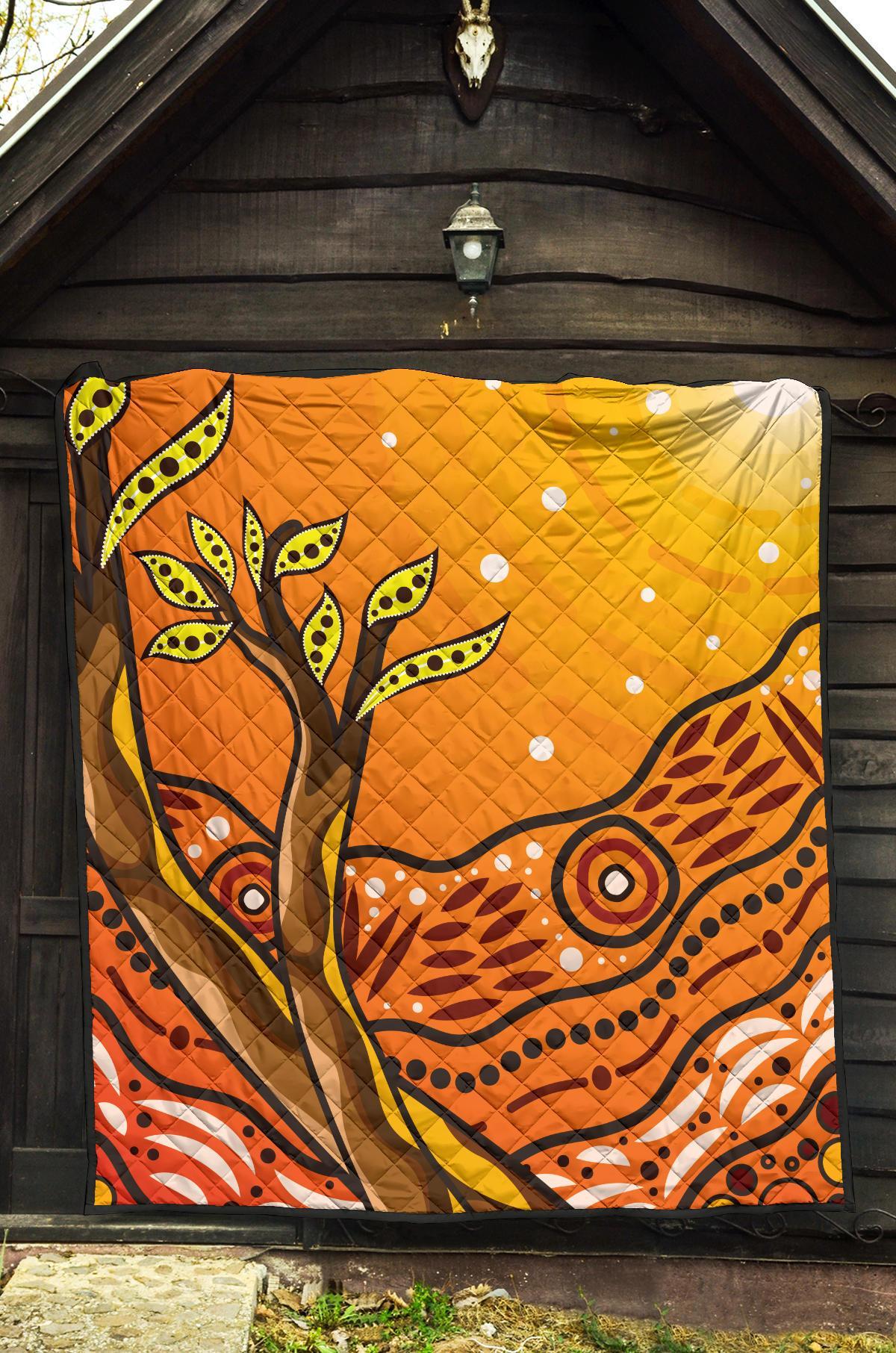 Aboriginal Premium Quilt - Tree On The Hill - Vibe Hoodie Shop