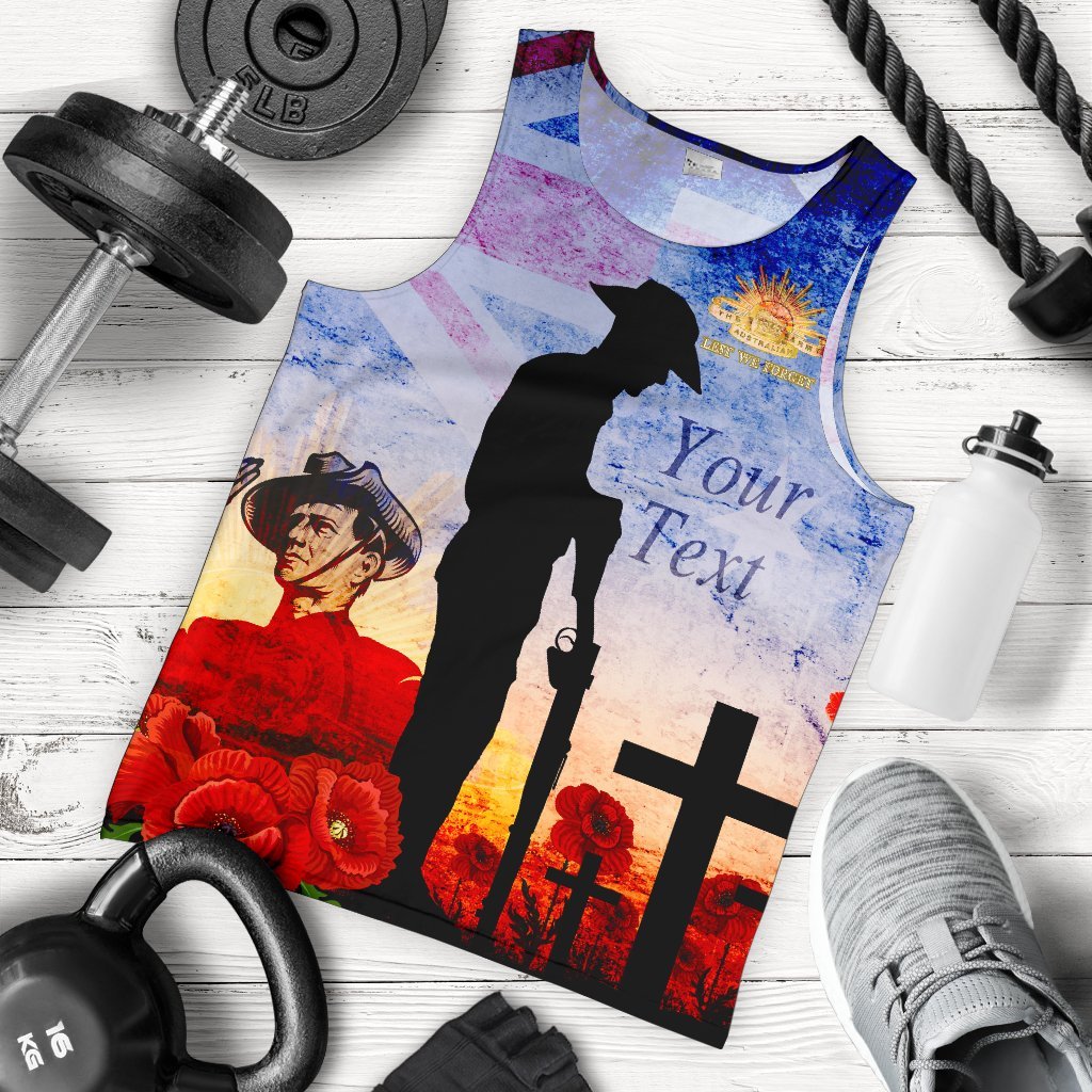 Custom ANZAC Men's Tank Top - ANZAC 2020 Lest We Forget The Australian Army - Vibe Hoodie Shop