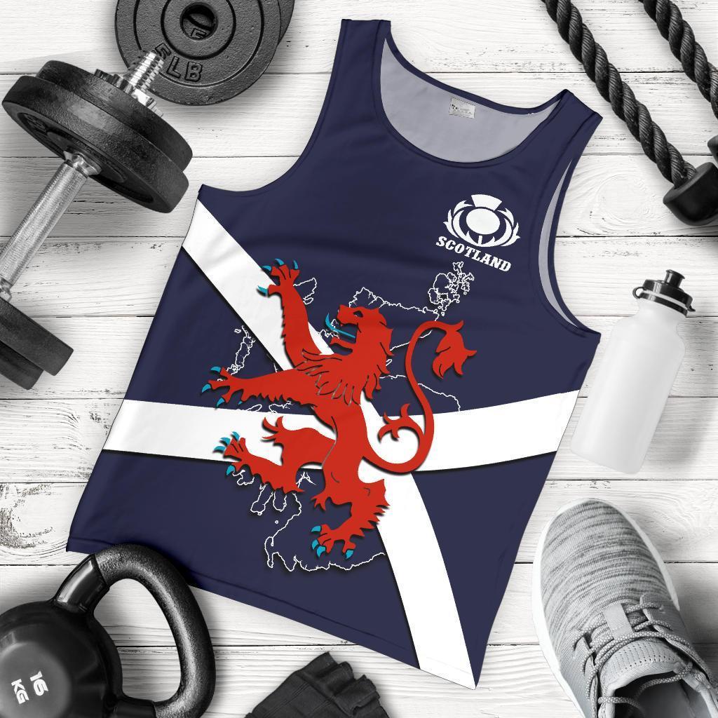 Scotland Rugby Men Tank Top Lion Rampant With Thistle - Vibe Hoodie Shop