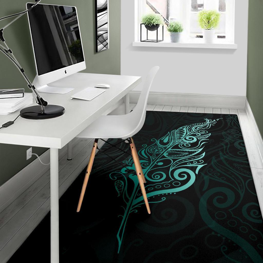 Light Silver Fern Area Rug, Turquoise - Vibe Hoodie Shop