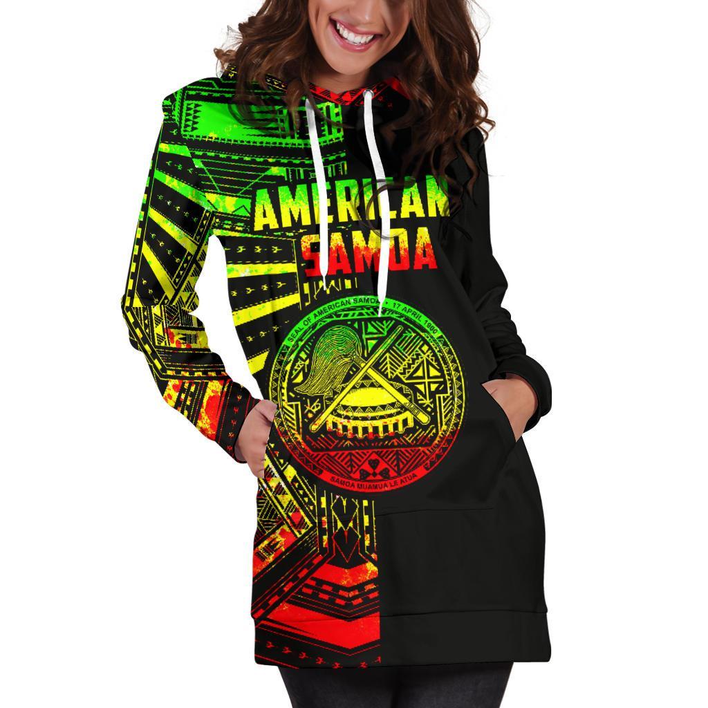 American Samoa Women's Hoodie Dress Reggae - Half Style - Vibe Hoodie Shop