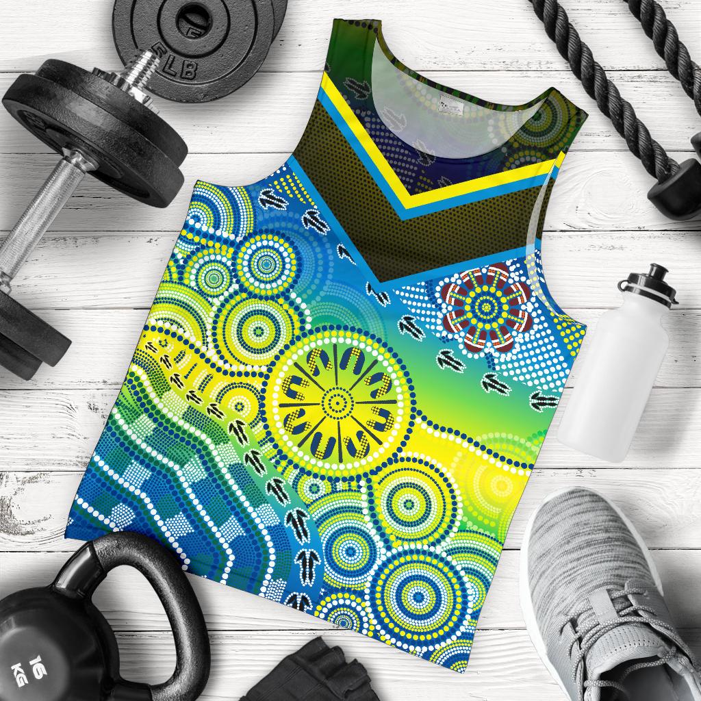 Aboriginal Tank Top - Dot Painting Indigenous Circle Patterns - Vibe Hoodie Shop