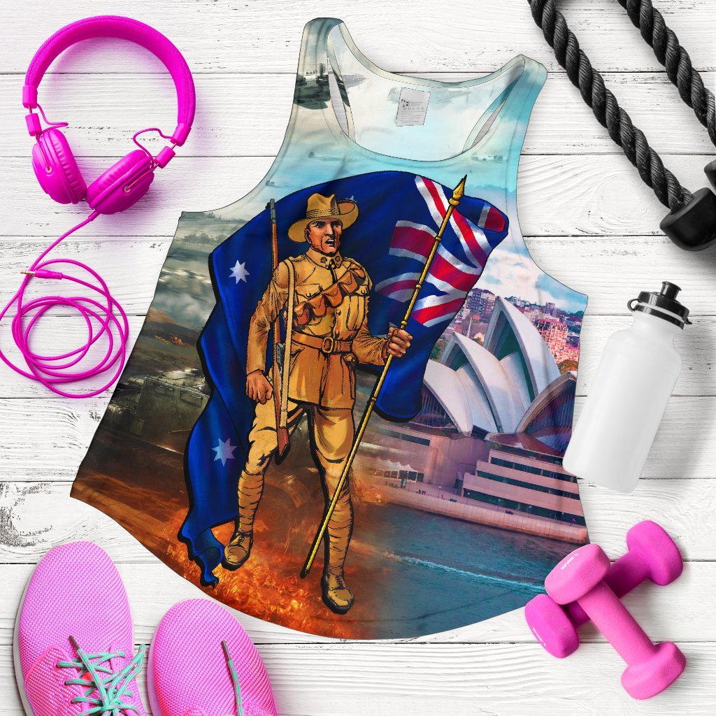 ANZAC Women's Racerback Tank - Australian Soldier - Vibe Hoodie Shop