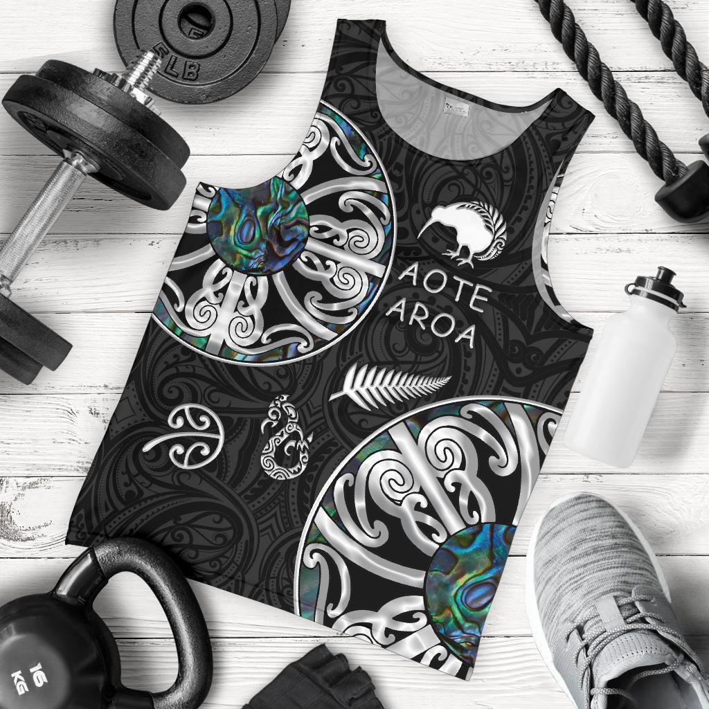 New Zealand Aotearoa Men Tank Top, Maori Mangopare Paua Shell - Vibe Hoodie Shop