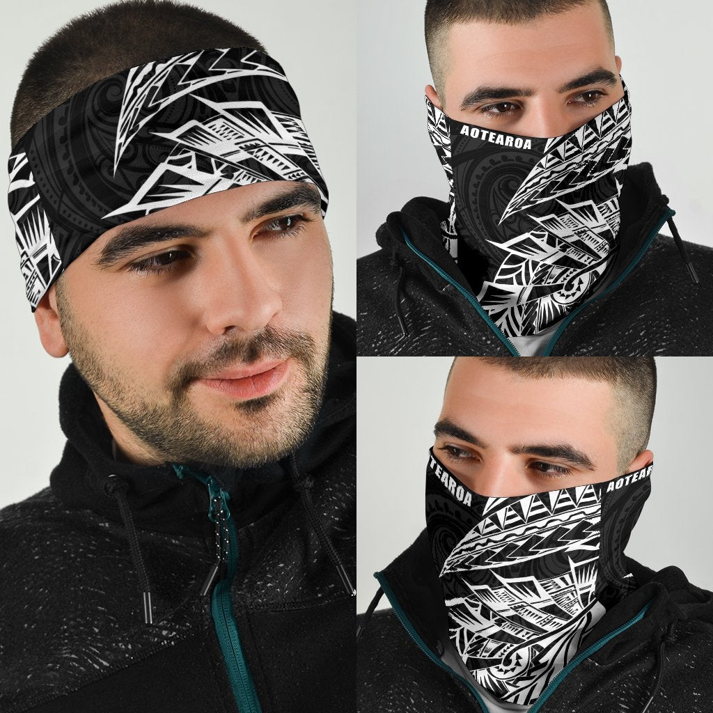 New Zealand Maori Tattoo Bandana Polynesian Style - Black - Vibe Hoodie Shop