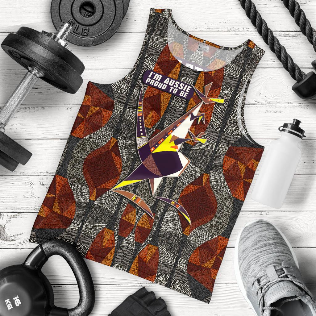 Men Tank Top - Kangaroo Mens Tank Aussie Pride - Vibe Hoodie Shop