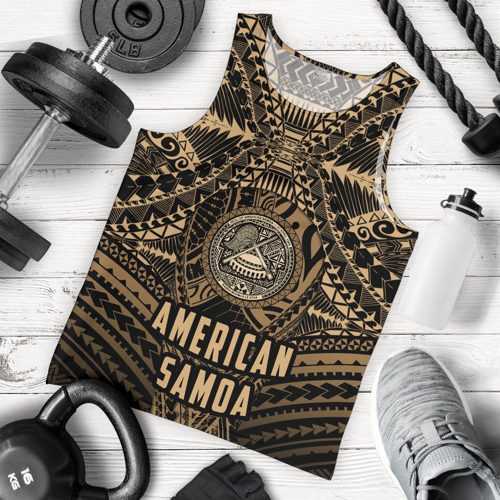 American Samoa Tank Top For Men Polynesian Golden Style - Vibe Hoodie Shop