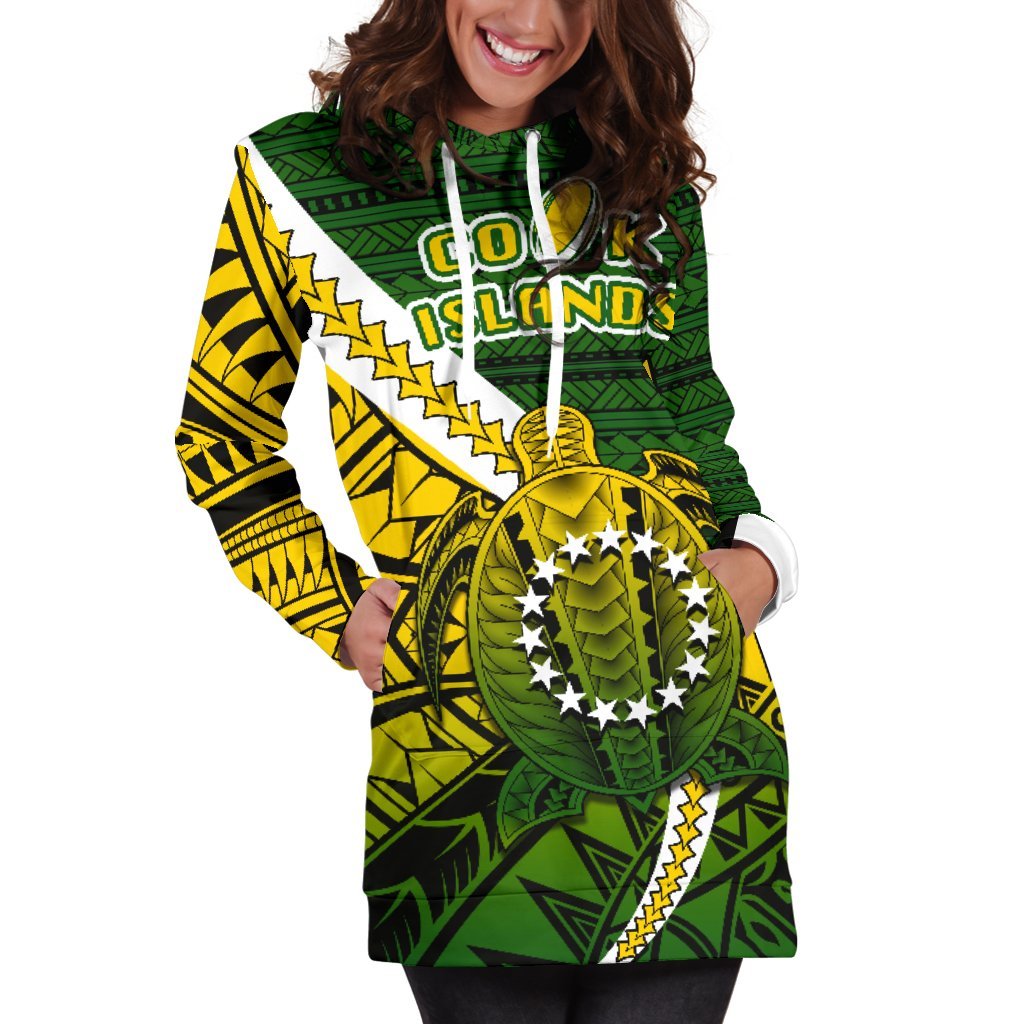 Cook Islands Women Hoodie Dress Style Turtle Rugby - Vibe Hoodie Shop