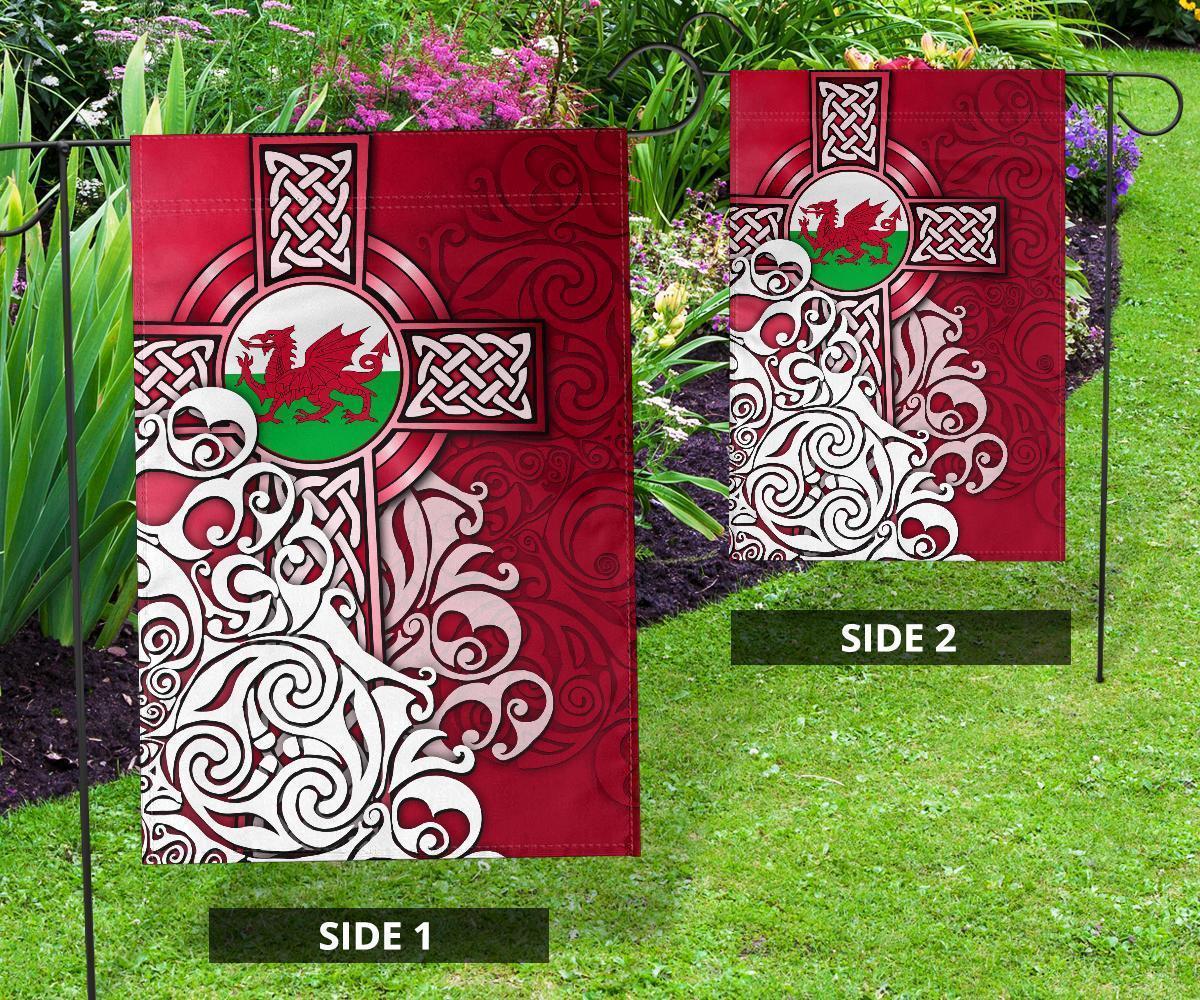 Wales Celtic Flag - Welsh Dragon Flag with Celtic Cross - Vibe Hoodie Shop