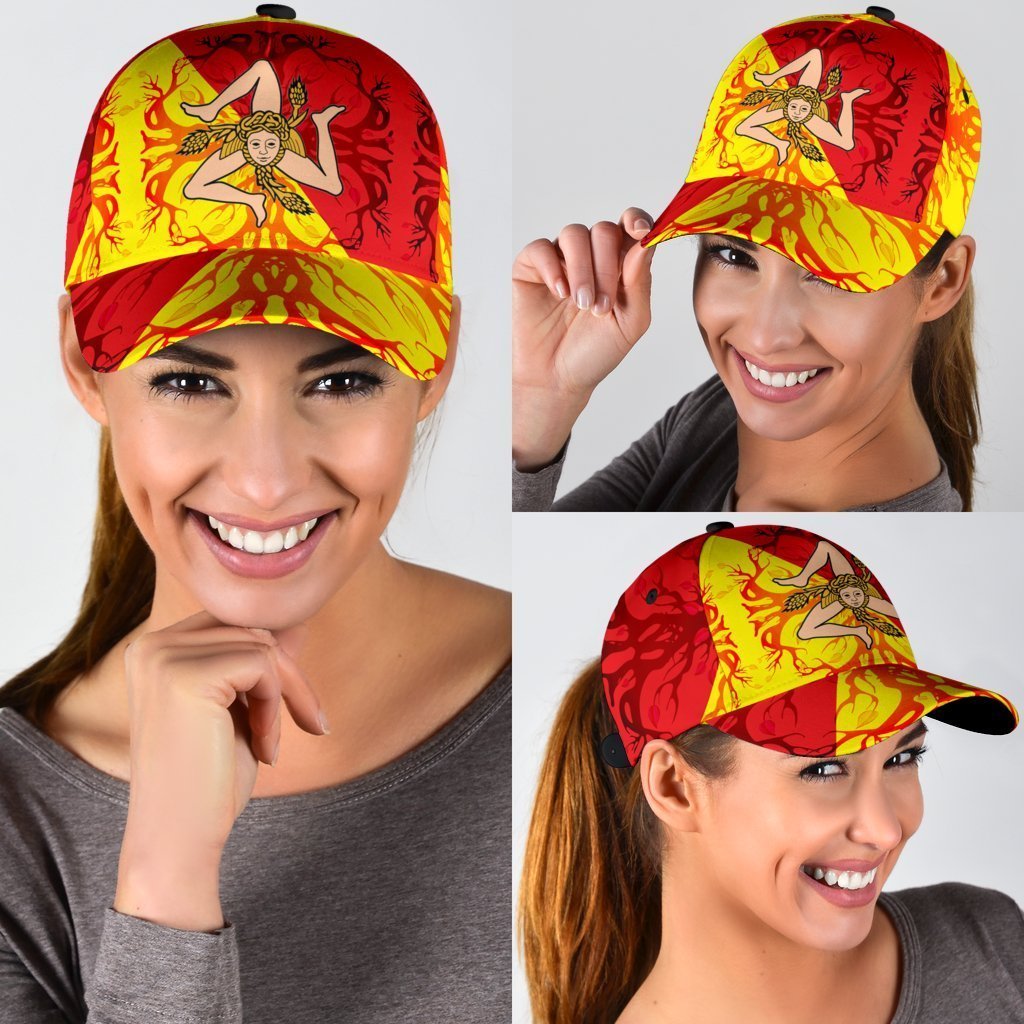 Sicily Classic Cap - Sicily Flag With Celtic Tree of Life - Vibe Hoodie Shop