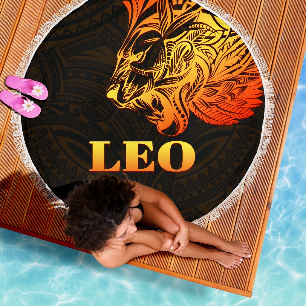 sun-in-leo-zodiac-beach-blanket-polynesian-tattoo-simple-orange-black