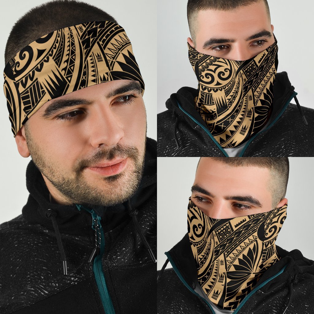 New Zealand Maori Polynesian Tattoo Bandana - Gold - Vibe Hoodie Shop