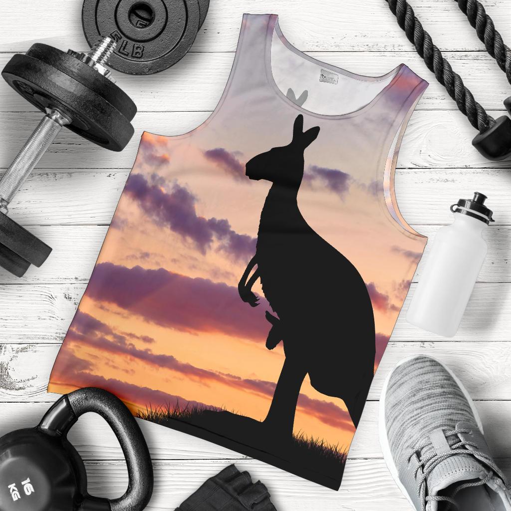 Men Tank Top - Kangaroo Mens Tank Sunset Ver06 - Vibe Hoodie Shop