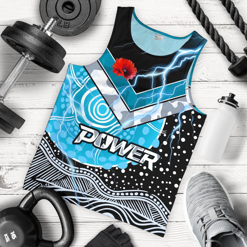 Power ANZAC Day Men Tank Top Port Adelaide Lighting - Vibe Hoodie Shop